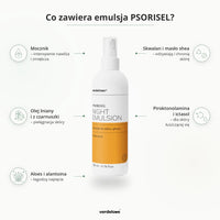 Składniki emulsji Psorisel w zestawie do skóry głowy